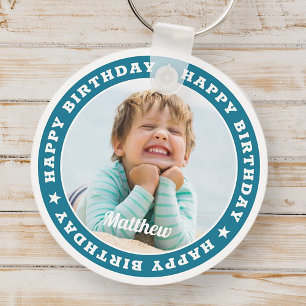 Porte-clés Joyeux anniversaire Simple moderne photo personnal