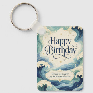 Porte-clés Joyeux Anniversaire Vagues Océaniques Flottantes