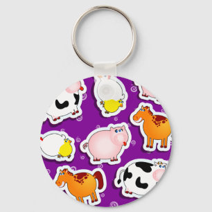 Porte-clés Joyeux arrière - plan agricole, porte - clé