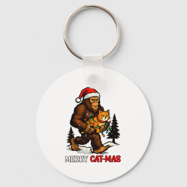 Porte-clés Joyeux Catmas Bigfoot Et Lumières Chapeau De Père  (Recto)