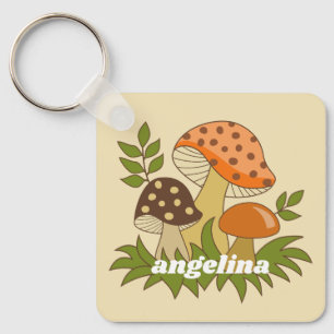 Porte-clés Joyeux champignons avec nom personnalisé