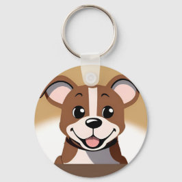 Porte-clés Joyeux Chien Chien Chien Brown Souriant Brièvement