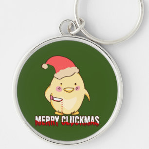 Porte-clés Joyeux Cluckmas, Poulet de Noël Drôle