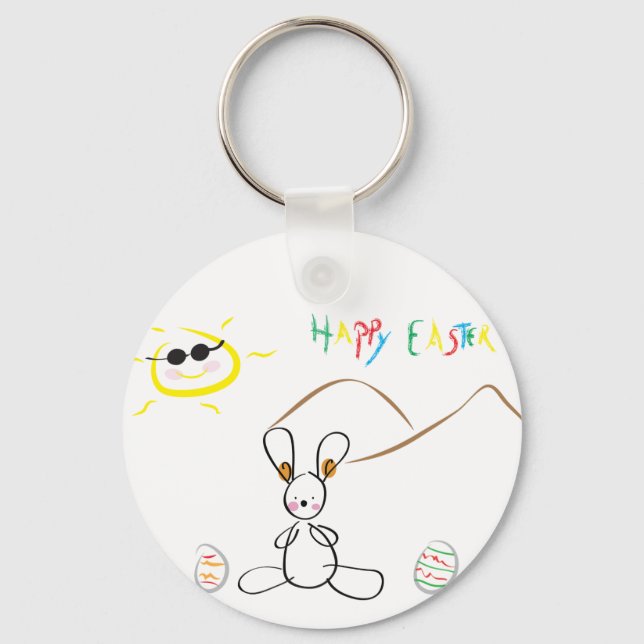 Porte-clés Joyeux dessin des enfants de Pâques (Recto)