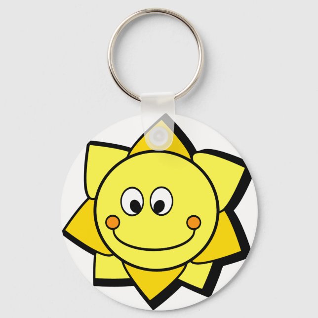 Porte-clés Joyeux Dessin Jaune et Soleil Orange (Recto)