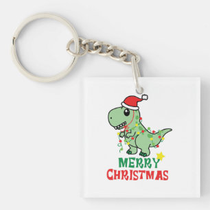 Porte-clés joyeux dinosaure de noël