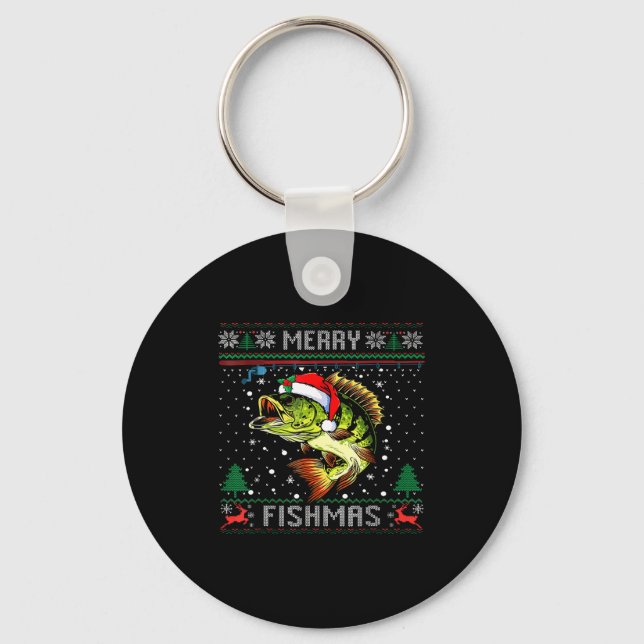 Porte-clés Joyeux Fishmas B Fish Noël Pêche Sweat Ugly (Recto)