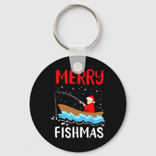 Porte-clés Joyeux Fishmas Noël drôle Santa Claus pêche