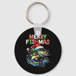Porte-clés Joyeux Fishmas Papa Noël Amateurs de Pêche Drôle P
