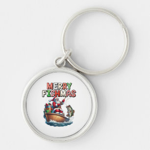 Porte-clés Joyeux Fishmas Santa Amateurs de Pêche Drôle de Pê