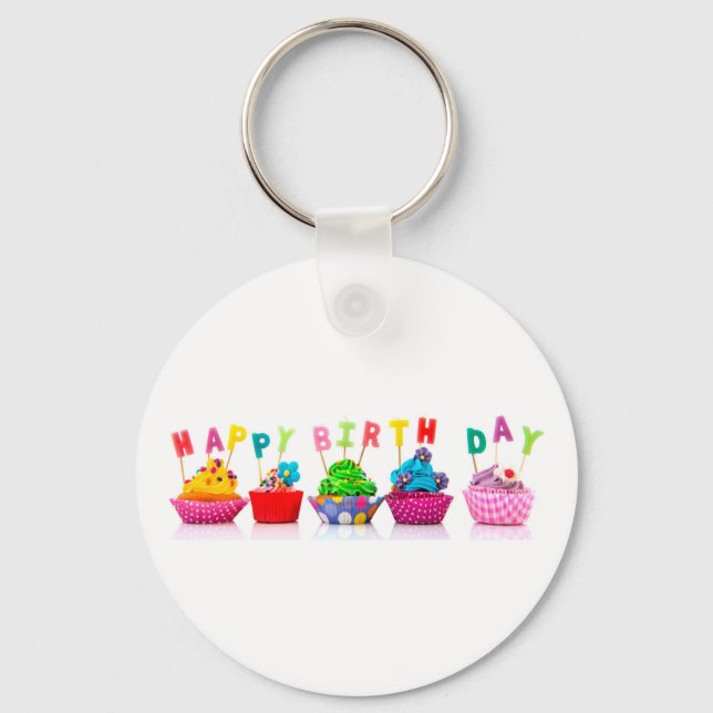 Porte-clés Joyeux gâteaux d'anniversaire - Porte - clé (Recto)