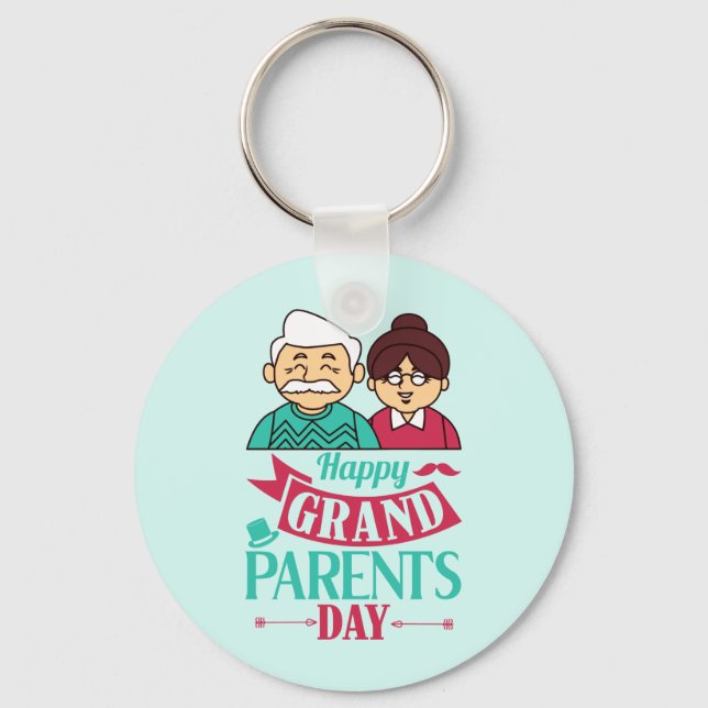 Porte-clés Joyeux Grand-parents Jour mot art (Recto)