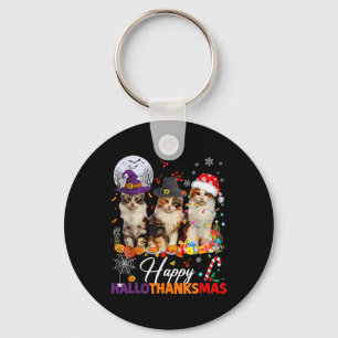 Porte-clés Joyeux Hallothanksmas Chats Mignons Halloween Than