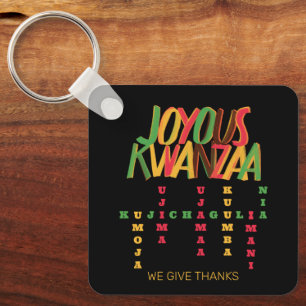 Porte-clés Joyeux KWANZAA Principes mot-clé