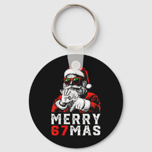 Porte-clés Joyeux Noël 6 7 Mème Drôle Santa 67 Main Xmas 