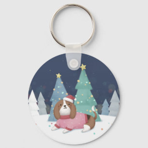 Porte-clés Joyeux Noël : Art d'Illustration Beagle
