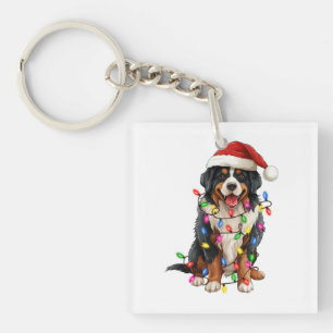 Porte-clés Joyeux Noël Bernese Mountain Dog Santa Hat