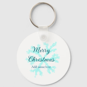 Porte-clés Joyeux Noël bleu flocons parties scintillant étinc