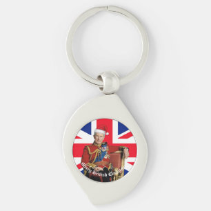 Porte-clés Joyeux Noël britannique roi Charles III