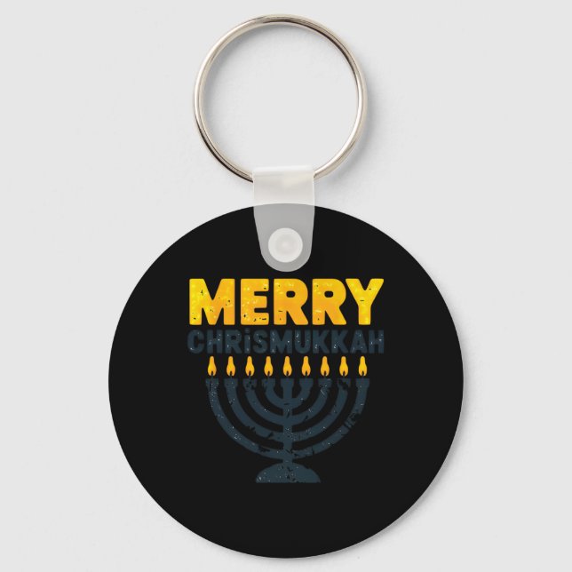 Porte-clés Joyeux Noël Chrismukkah Hanoukka Chanukiah Gif (Recto)