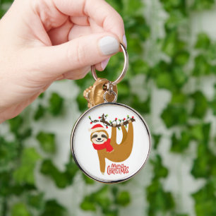 Porte-clés Joyeux Noël Cute Paresseux de Fête