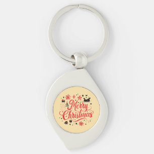 Porte-clés Joyeux Noël Design moderne Rouge et blanc