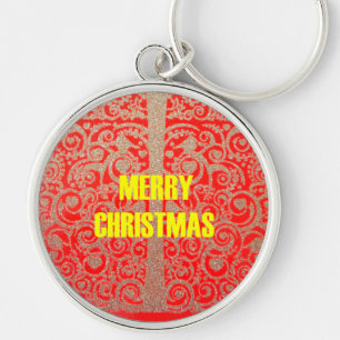 Porte-clés Joyeux Noël Golden Red Parties scintillant Hearts