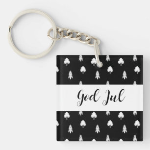 Porte-clés Joyeux Noël motif cadeau noir scandinave