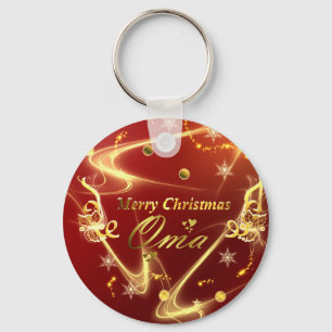 Porte-clés joyeux noël oma rouge et or