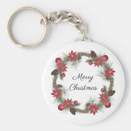 Porte-clés Joyeux Noël Poinsettia Wreath