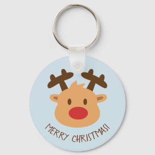 Porte-clés Joyeux Noël Renne au Nez Rouge Mignon