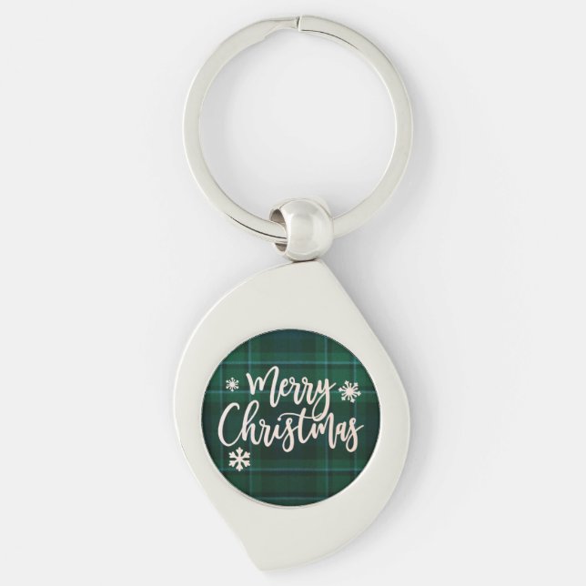 Porte-clés Joyeux Noël vert Plaid (Devant)