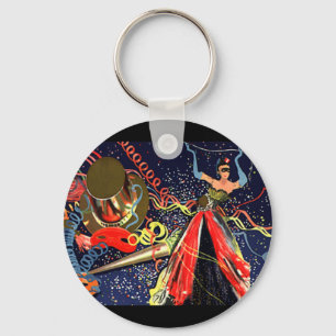 Porte-clés Joyeux Nouvel An vintage avec Confetti