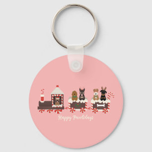 Porte-clés Joyeux Pawlidays Chien Noël Train de Fêtes