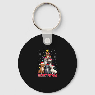 Porte-clés Joyeux Pitmas Pitbull Chien Pull de Noël Moche Tr