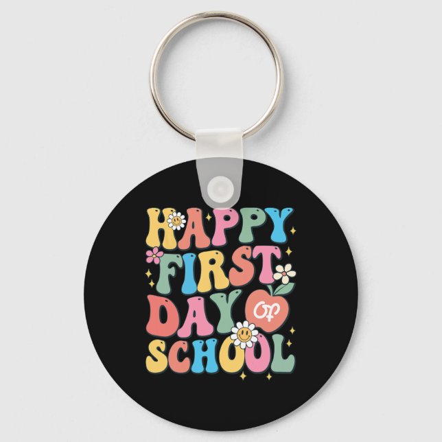 Porte-clés Joyeux premier jour de l'école enseignant garçons  (Recto)