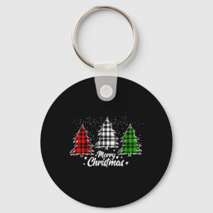 Porte-clés Joyeux sapin de Noël Buffalo plaqué Rouge Blanc
