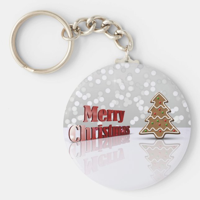 Porte-clés Joyeux sapin de pain d'épice de Noël (Devant)
