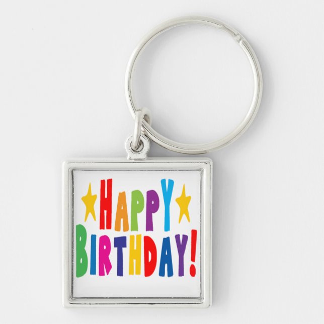 Porte-clés Joyeux texte d'anniversaire coloré (Devant)