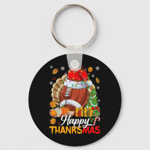 Porte-clés Joyeux Thanksmas Football Santa Hat Thanksgiving C