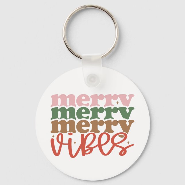 Porte-clés Joyeux Vibes Retro Vacances de Noël Super (Recto)