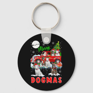 Porte-clés Joyeux Xmas Chien Père Noël Transportant Des Taure