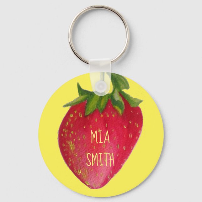 Porte-clés Juicy fraise fruit mignon fille nom cadeau (Recto)
