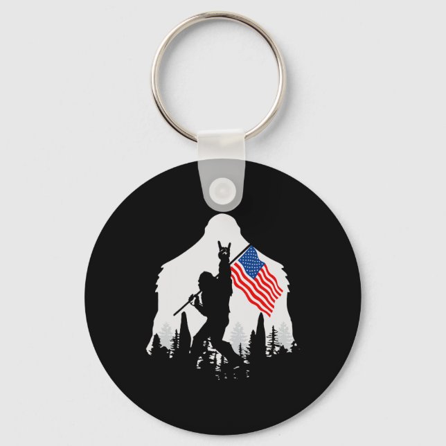 Porte-clés Juillet Chemise Bigfoot Sasquatch États-Unis Drape (Recto)