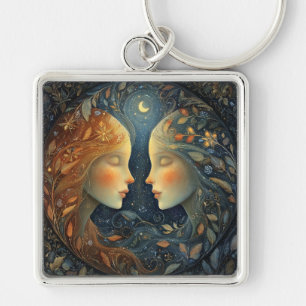 Porte-clés Jumeaux Gémeaux Zodiaque Astrologie Céleste Annive