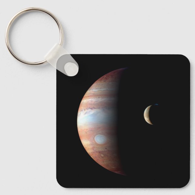 Porte-clés Jupiter Géant Gaz Planète & Io Galilée Lune (Recto)