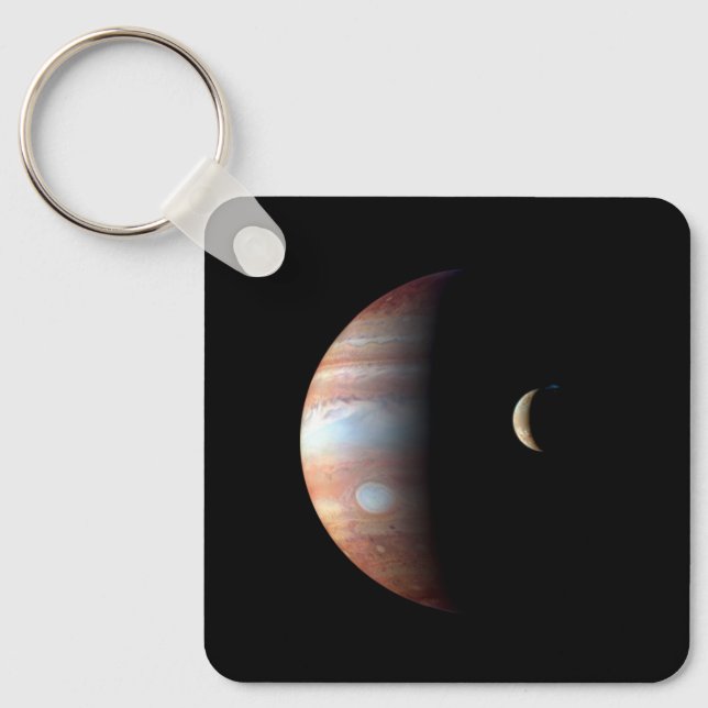 Porte-clés Jupiter Géant Gaz Planète & Io Galilée Lune (Recto)