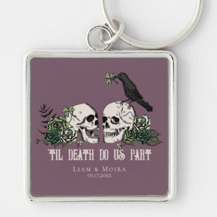 Porte-clés Jusqu'à la mort gothique blush rose floral crâne