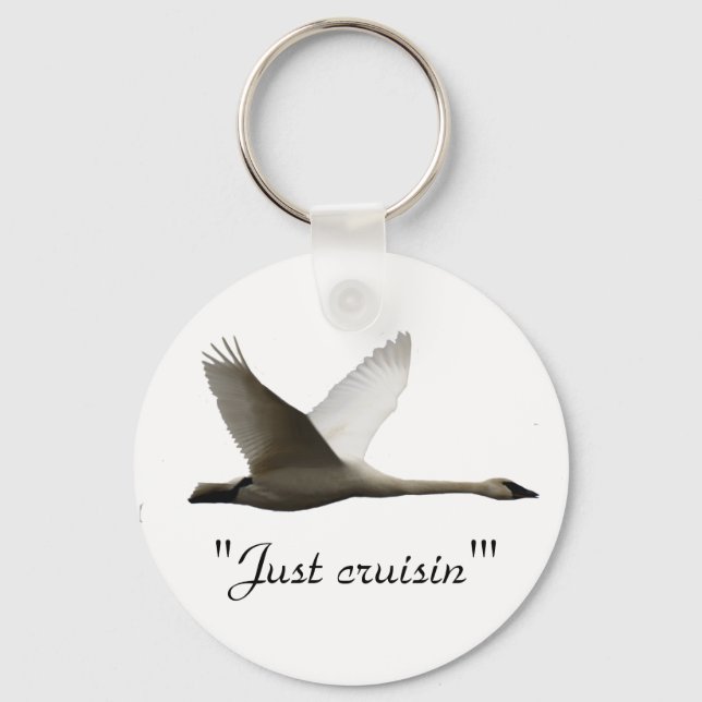 Porte-clés "Just cruisin'" Trumpeter Swan chaîne clé (Recto)