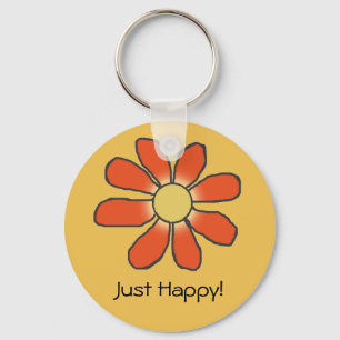 Porte-clés Juste fleur rouge heureuse sur toute couleur